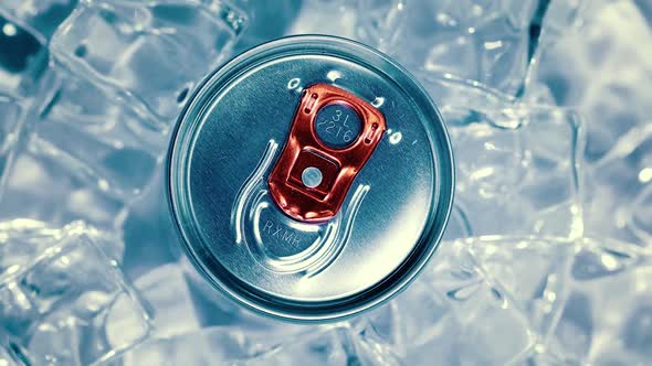 Aluminum Soda Tin Can Lid Cover of Soft Drink on Ice