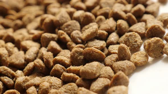 Pellets for cat or dog meals  slow pan 4K 2160p 30fps UltraHD  footage - Pet dry food pile close-up 