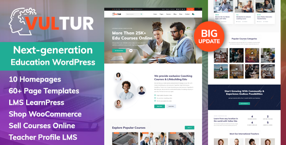 Coach Online Courses & LMS Education WordPress - Vultur