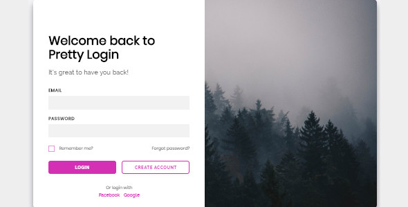 Pretty Login - Responsive HTML/CSS/JS Login form (PLUS: React.js component included)