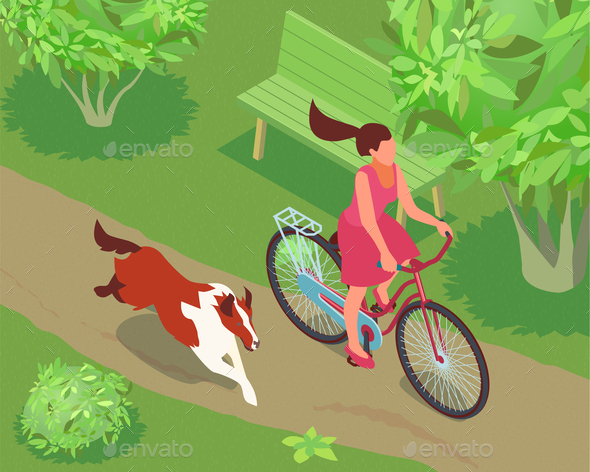 Woman And Dog Illustration