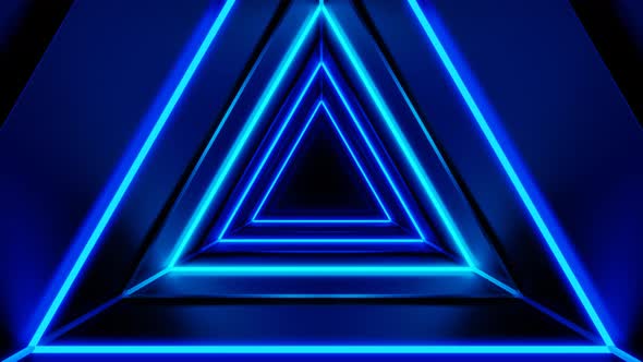 Dark Background with Blue Neon Triangles