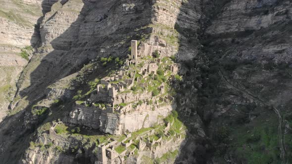 Aerial View of Dead Village on the Top of Mountain