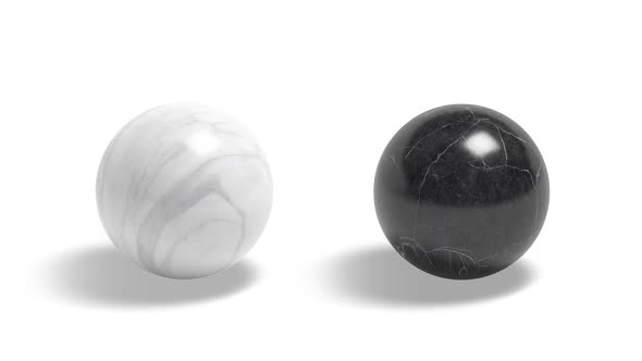 Blank black and white marble ball, looped rotation