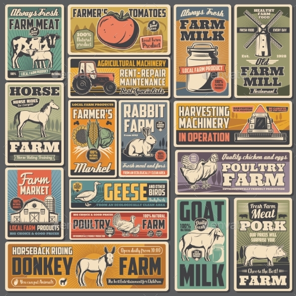 Agriculture and Farm Retro Posters