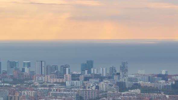 Panorama of Barcelona Timelapse Spain Viewed From the Bunkers of Carmel