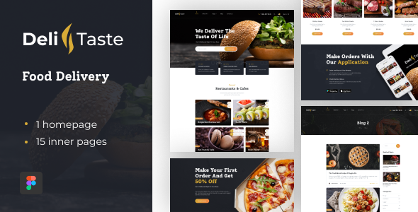 DeliTaste - Food Delivery Restaurant Directory Figma UI Template
