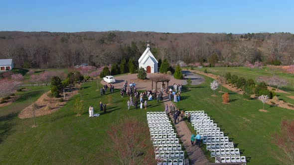 Outdoor Wedding Ceremony Aerial 4K