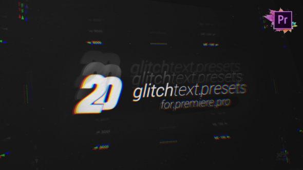 20 Glitch Text Presets Pack For Premiere Pro MOGRT