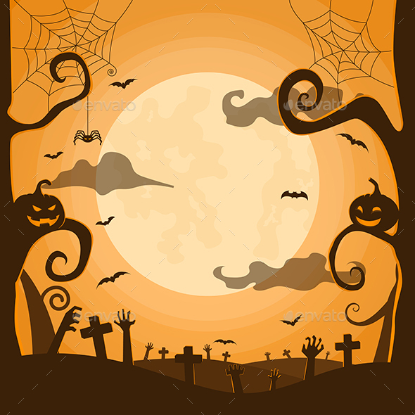 Halloween Night Background in graveyard