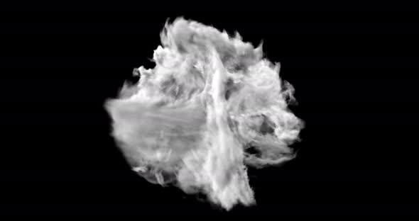 Isolated abstract smoke with turbulent motion loop with alpha