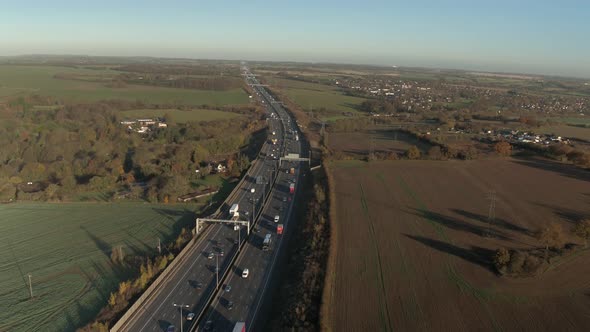 Motorway and Countryside Aerial View