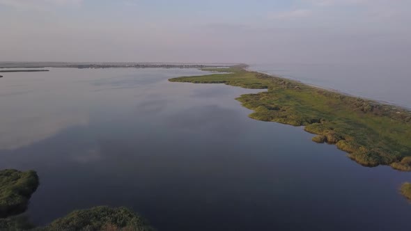 Aerial View of Beautiful Nature Between Lake Sasyk and Black Sea