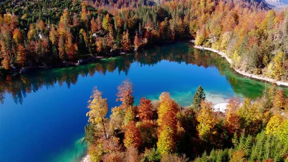 Beautiful Autumn Landscape on the Lake Ödsee in the Mountains in Upper Austria Salzkammergut