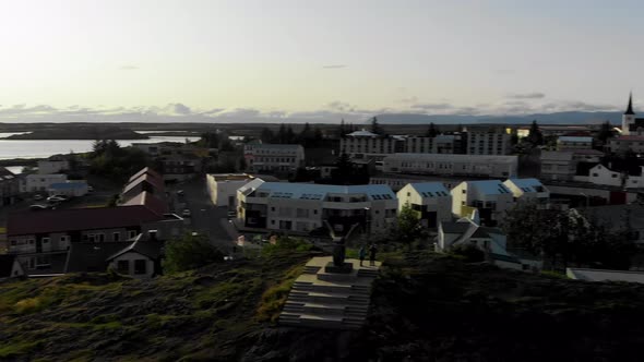 Aerial View of Borgarnes in Snaefellsnes Peninsula Iceland