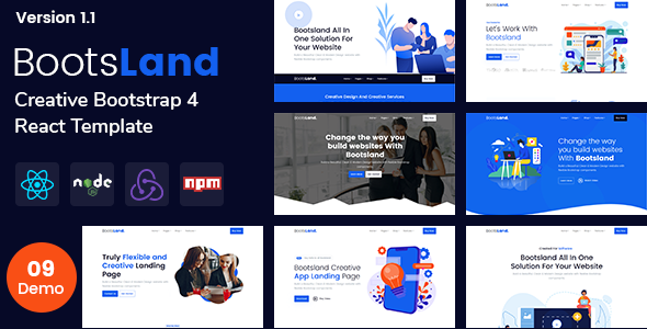 Bootsland - React Creative Landing Page