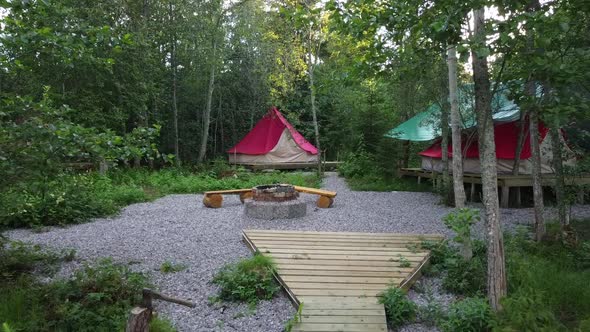 Drone Video of Glamping in the Forest