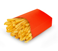 French fries in a red carton box isolated on white background. - PhotoDune Item for Sale