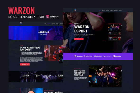 Warzon - Esports Gaming Elementor Template Kit