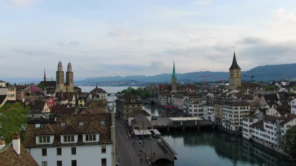 Old town of Zurich seen from above, Switzerland