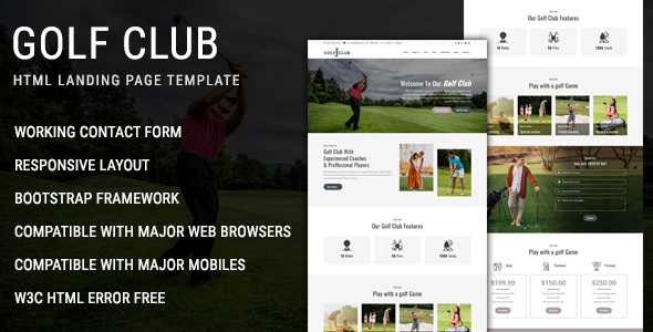 Golf Club - Multipurpose Responsive HTML Landing Page Template