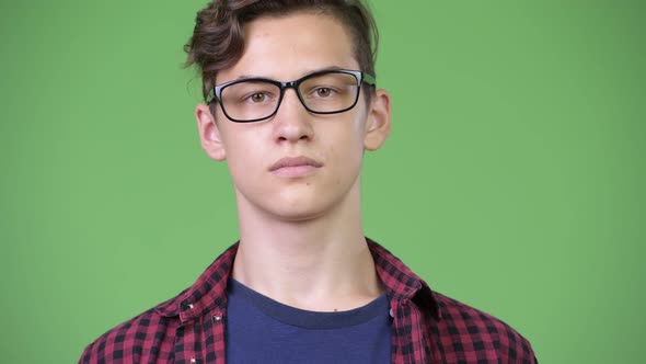 Young Handsome Teenage Nerd Boy