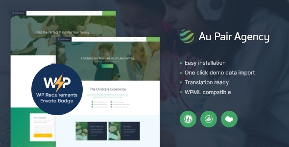 Au-Pair - Babysitting & Nanny Agency WordPress Theme