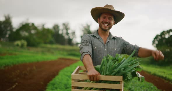 Farmer walking on his farm