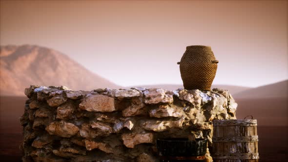 Old Stone Water Well in the Desert