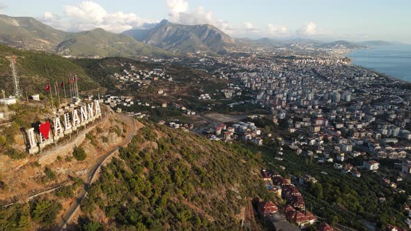 Aerial View Alanya Turkey  Resort Town Seashore