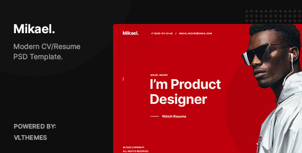 Mikael – Modern & Creative CV/Resume PSD Template