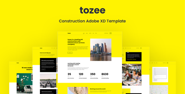Tozee - Construction Adobe XD Template