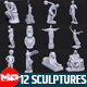 12 Famous Sculptures Landmark in the World Low Poly - 3DOcean Item for Sale