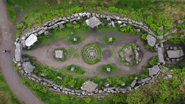 Druids Temple Landmark in Masham near Ripon North Yorkshire in England - Aerial Drone 4K HD Top Down