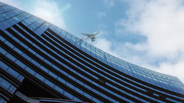 airplane flying over roof