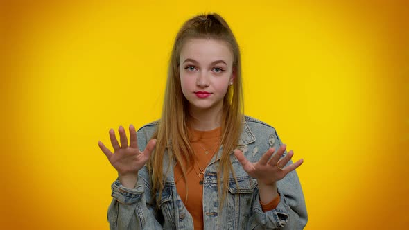 Teenager Girl Warning with Admonishing Finger Gesture Saying No Be Careful Advice Avoid Danger