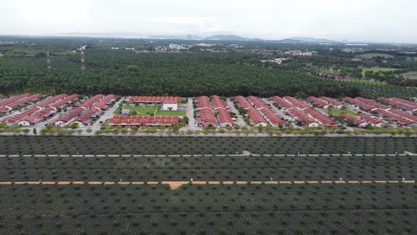 Aerial sliding over suburban residential area