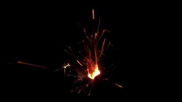 Sparkler on Black Background. Slow Motion