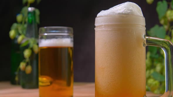 Pouring Beer Mug with Huge Foam Head