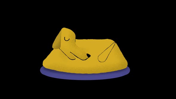 Cartoon pet dog sleeping with alpha background alt