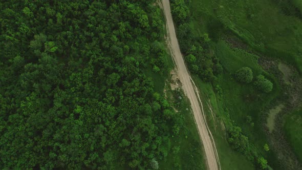 View From Above The Road Near The Forest