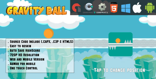 Gravity Ball - HTML5 Game - Web & Mobile + AdMob (CAPX, C3p and HTML5)
