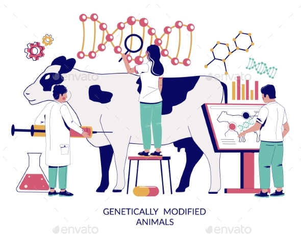 Genetically Modified Animals Vector Concept