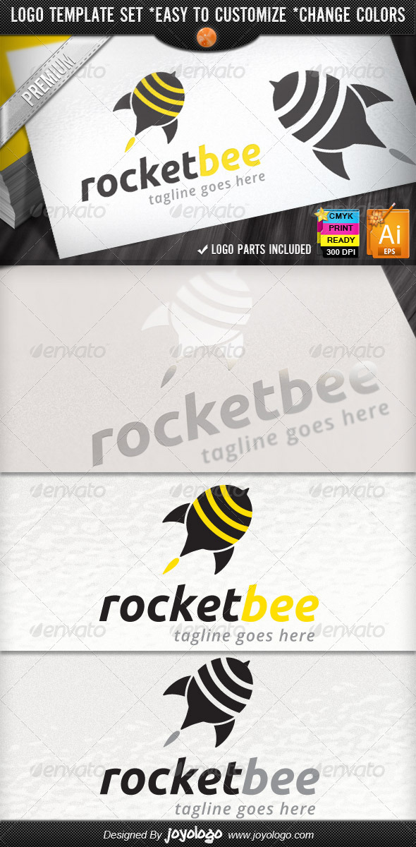 Social Marketing Pin Bee Launch Rocket Logo Design