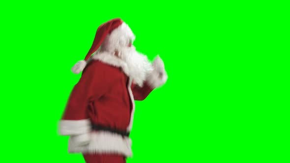 Merry Christmas. Dancing Santa Claus In Full Growth In Red Suit