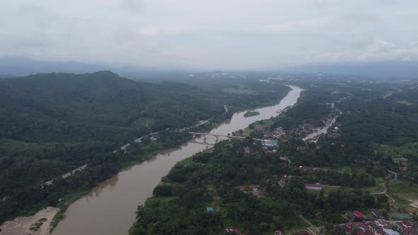 Aerial view Sungai Perak Railway Bridge Jambatan Victoria