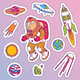 Sticker Set of Galaxy Cosmic Elements Astronaut - GraphicRiver Item for Sale