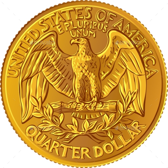 Bald Eagle Washington Quarter 25 Cent Gold Coin