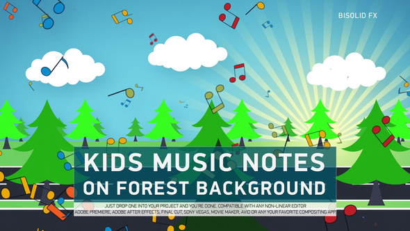 Kids Music Notes On Forest Background