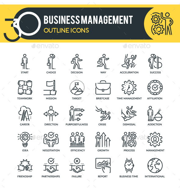 Business Management Outline Icons